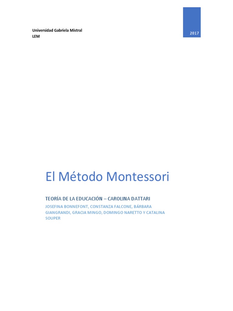 El Metodo Montessori Teoria de La Educac | PDF | Educación Montessori ...