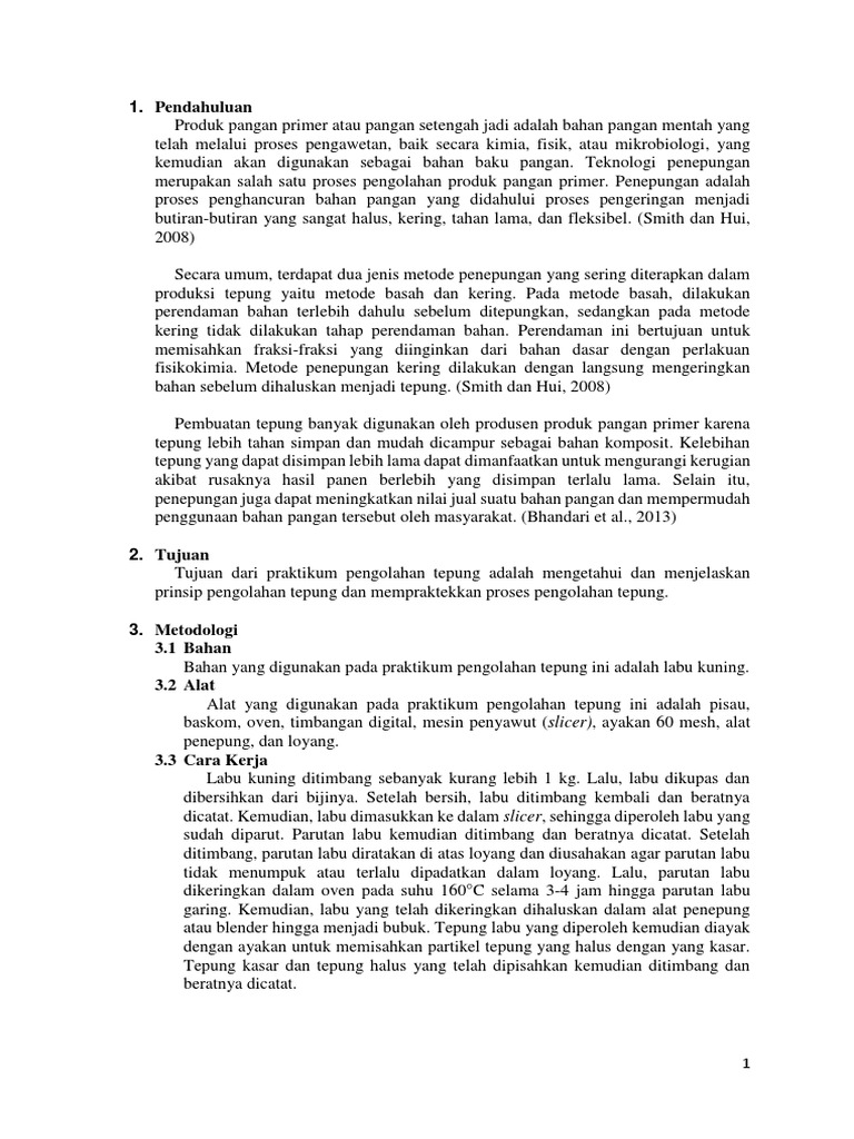 Laporan Praktikum Pembuatan Tepung | PDF