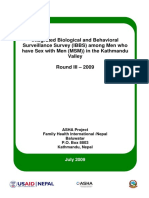 Integrated Biological and Behavioral Surveillance Survey (IBBS) Among Men Who Have Sex With Men (MSM) in the Kathmandu Valley (Round III 2009)