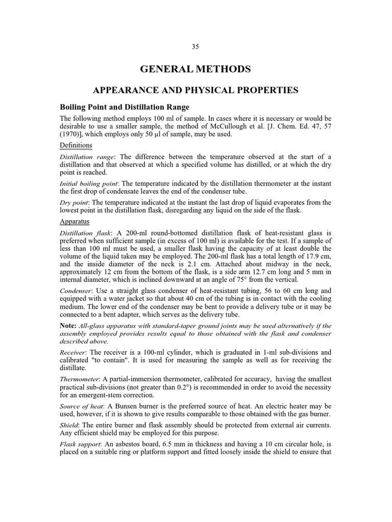 General Methods Boiling Point and Distillation Range PDF Ph Salt