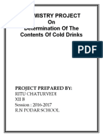 Chemistry Project On Determination of The Contents of Cold Drinks