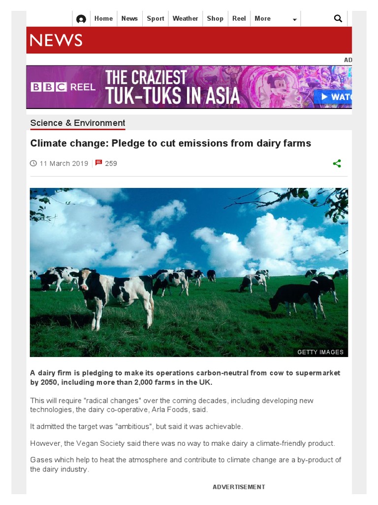 Climate Change - Pledge To Cut Emissions From Dairy Farms - BBC News ...