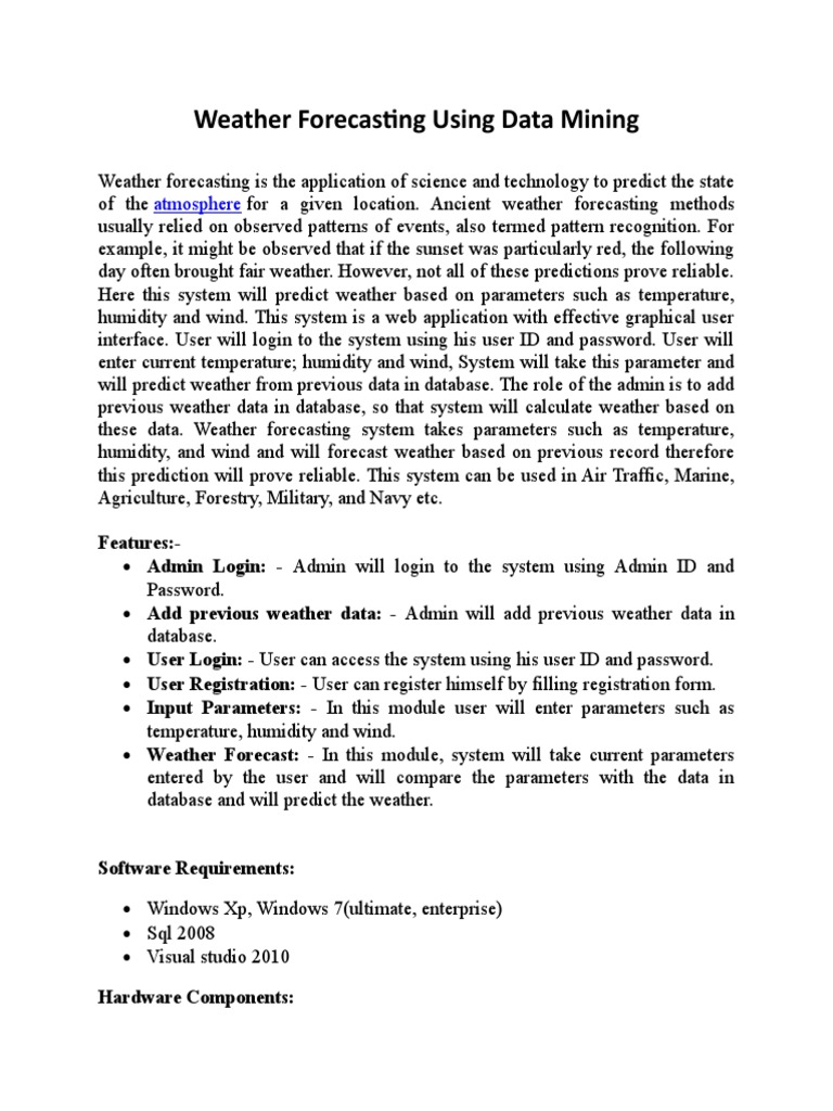Weather Forecasting Using Data Mining Atmosphere PDF Weather
