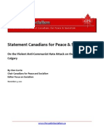 CPS Statement On the Violent Anti-Communist Hate Attack on the Devine Family in Calgary