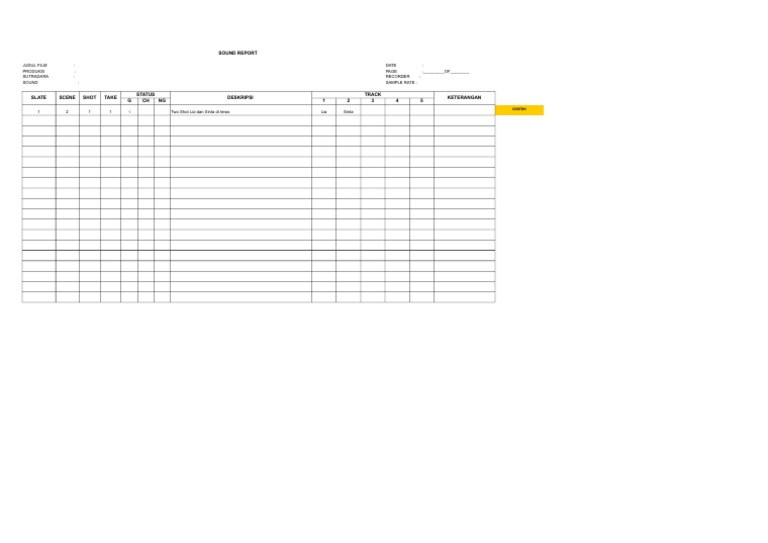 Film Sound Report Template | PDF