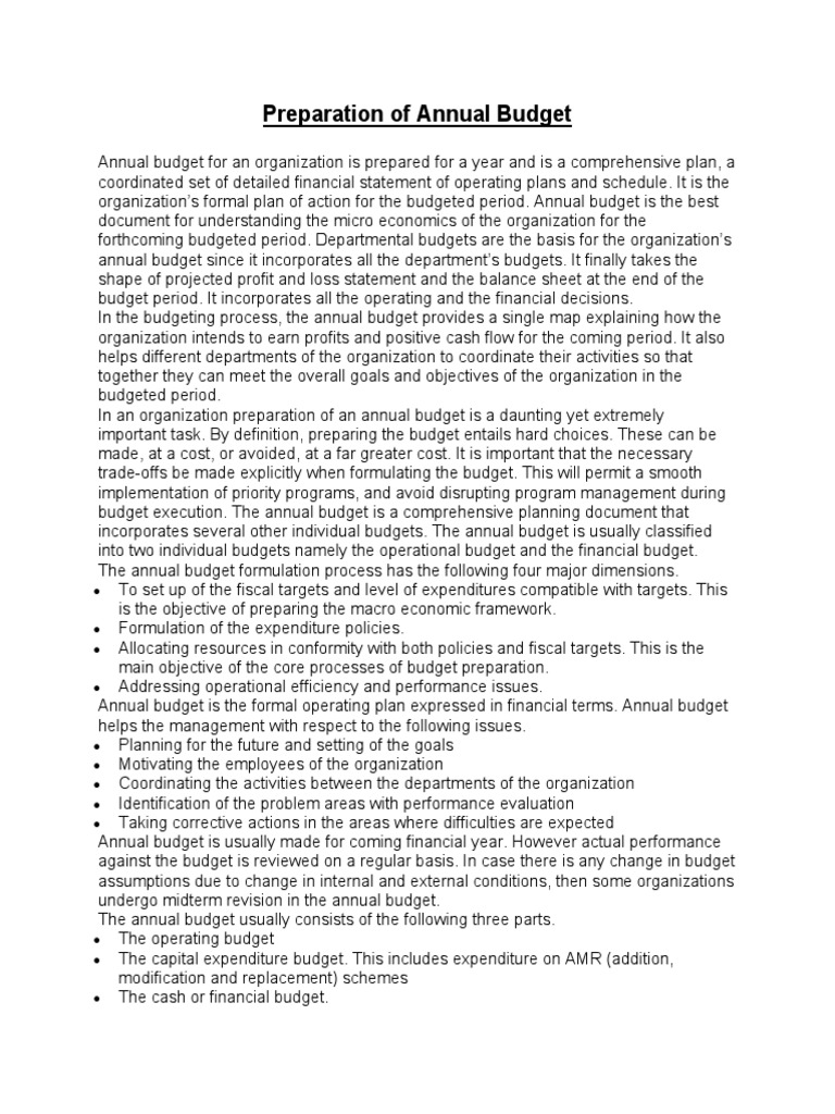 Preparation of Annual Budget | PDF | Budget | Sales