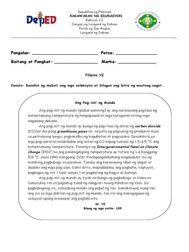 Phil iri grade 6 filipino diagnostic final pdf