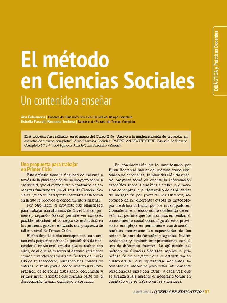 Método de Enseñanza en Ciencias Sociales | PDF | Conocimiento | Science