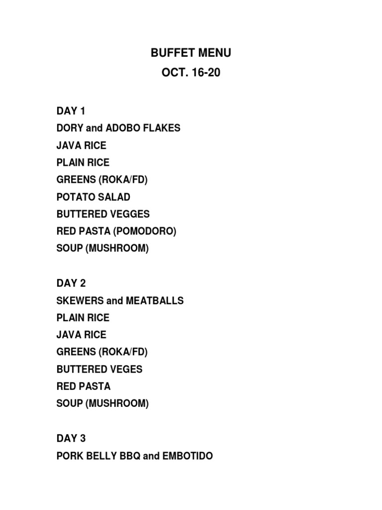 Buffet Menu PDF