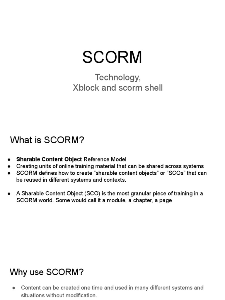 Understanding SCORM for Online Training | PDF | Art | Technology ...