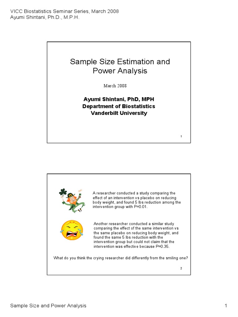 Sample Size and Power Analysis Guide | PDF | Sample Size Determination ...
