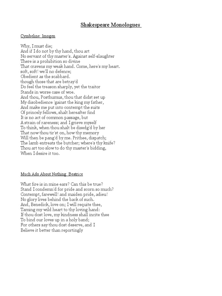 Shakespeare Monologues Odt Pdf