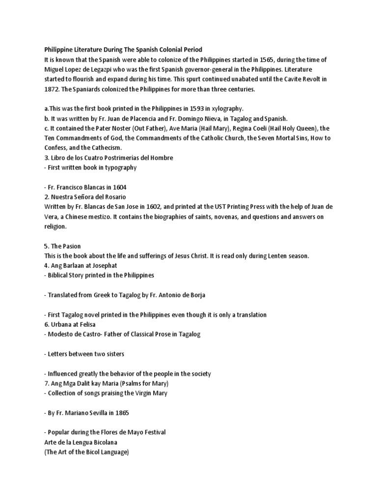 Philippine Literature in Spanish Era | PDF | Tagalog Language | Philippines