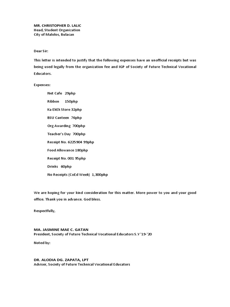 Expense Justification for Student Org | PDF