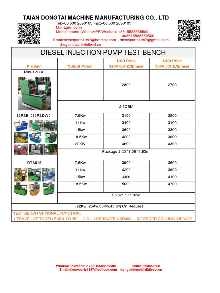 Diesel Injection Testing Equipment | PDF | Fuel Injection ...
