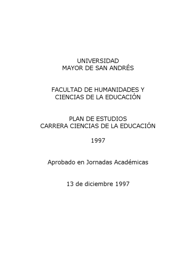 Plan de Estudios Ciencias de la Educación 1997 | PDF | Plan de estudios ...