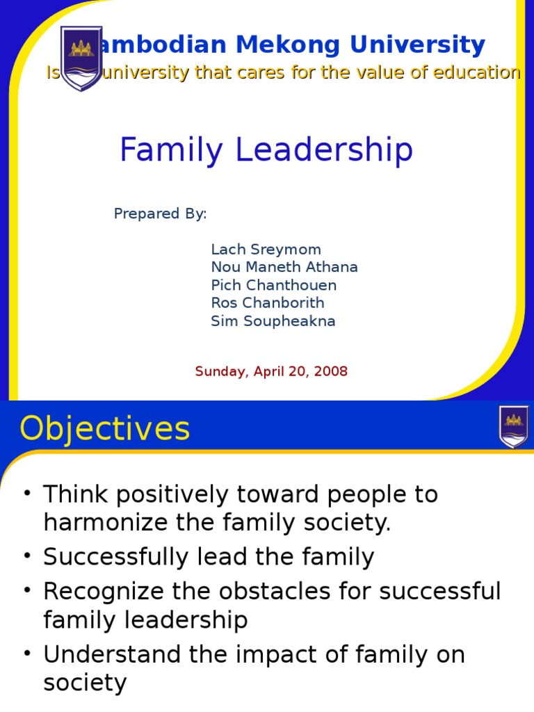 Family Leadership Pdf Family Cambodia