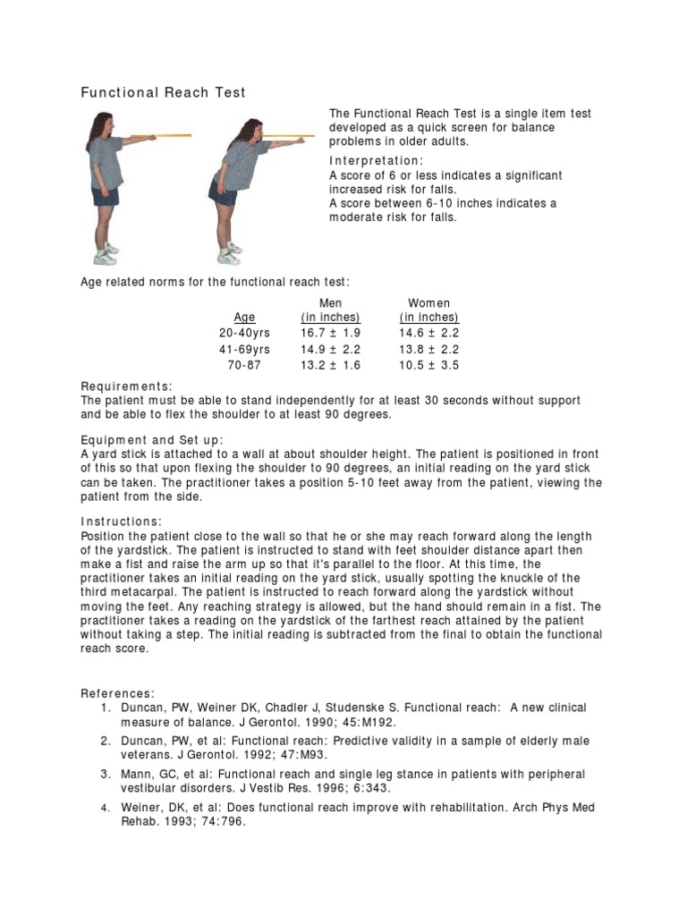 Functional Reach Test PDF Psychology Medical Specialties