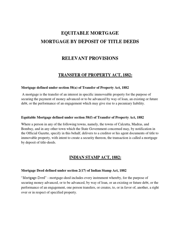 Equitable Mortgage | PDF | Mortgage Law | Mortgage Loan