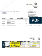 Presupuesto de repuestos para vehículo con descuento del 20