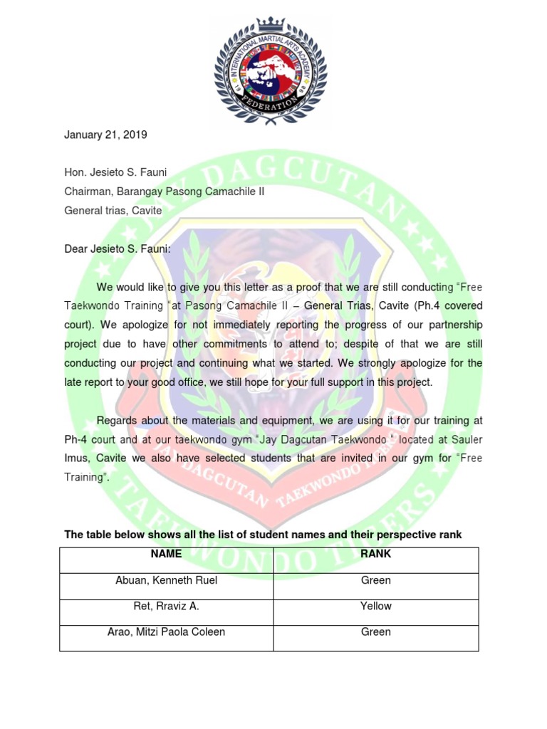 Barangay Report | PDF | Combat Sports | Taekwondo