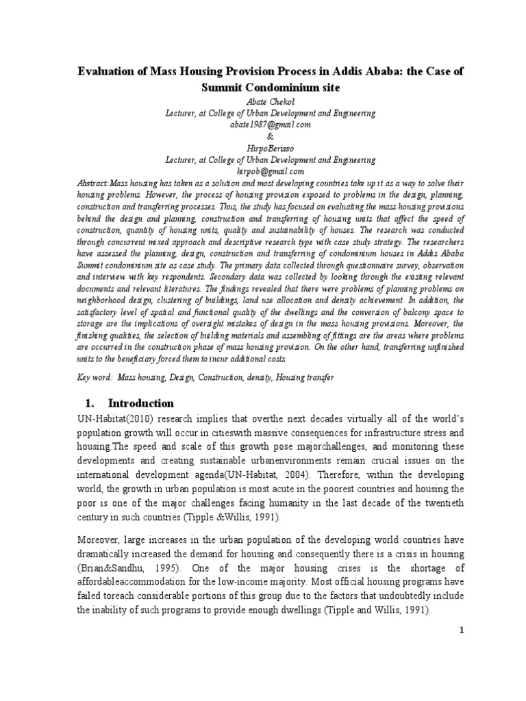 evaluation-of-mass-housing-provision-process-in-addis-ababa-for