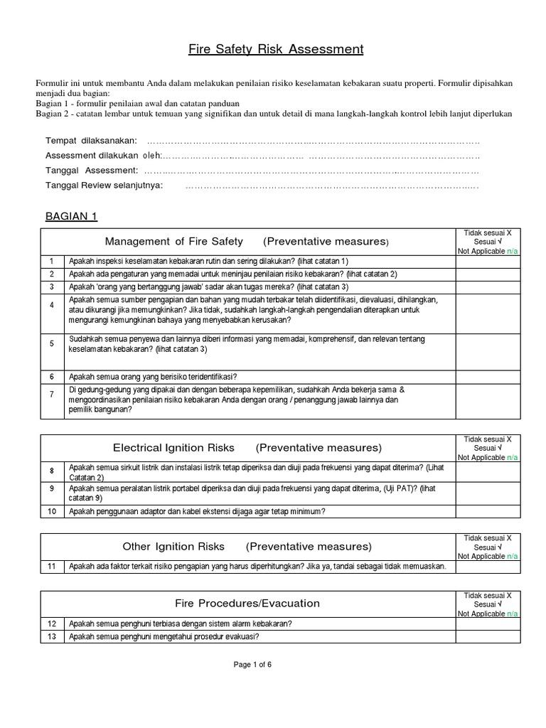 Fire Safety Risk Assessment Indomnesia Pdf