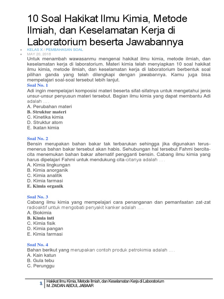 Contoh soal essay hakikat ilmu kimia picture