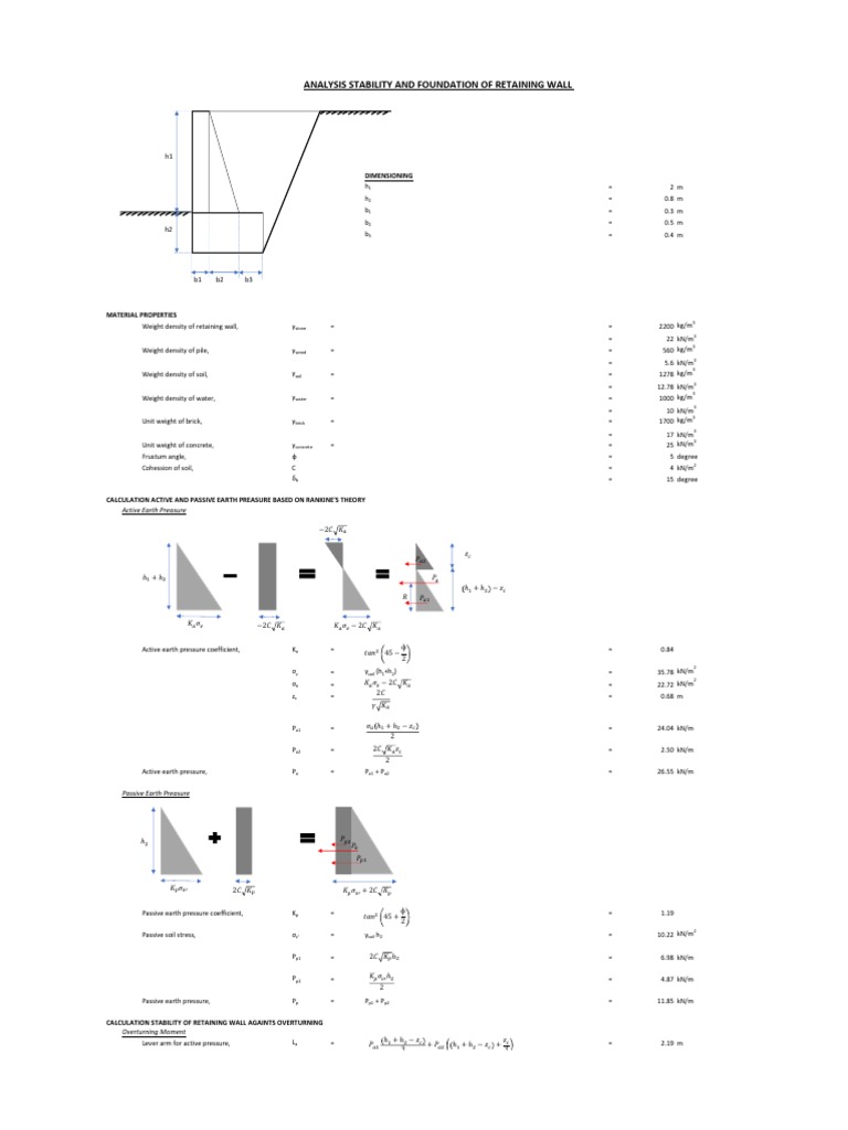 Retaining Wall Stability Analysis | PDF | Deep Foundation | Solid Mechanics