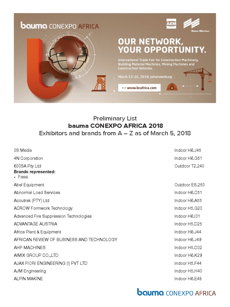 Preliminary List Exhibitors and Brands From A - Z As of March 5, 2018 | PDF  | Economic Sectors | Business