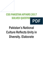 Pakistan National Culture Reflects Unity in Diversity