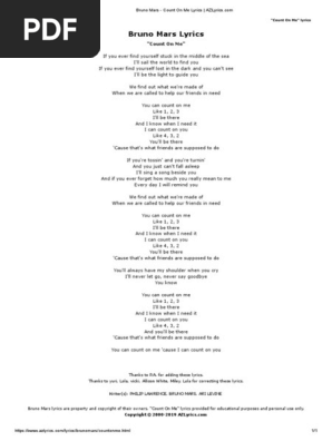Bruno Mars Count On Me Lyric Pdf American Musicians Songs
