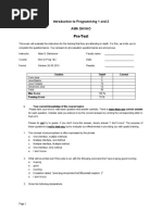 Pre-Test: Introduction To Programming 1 and 2 Ama Davao