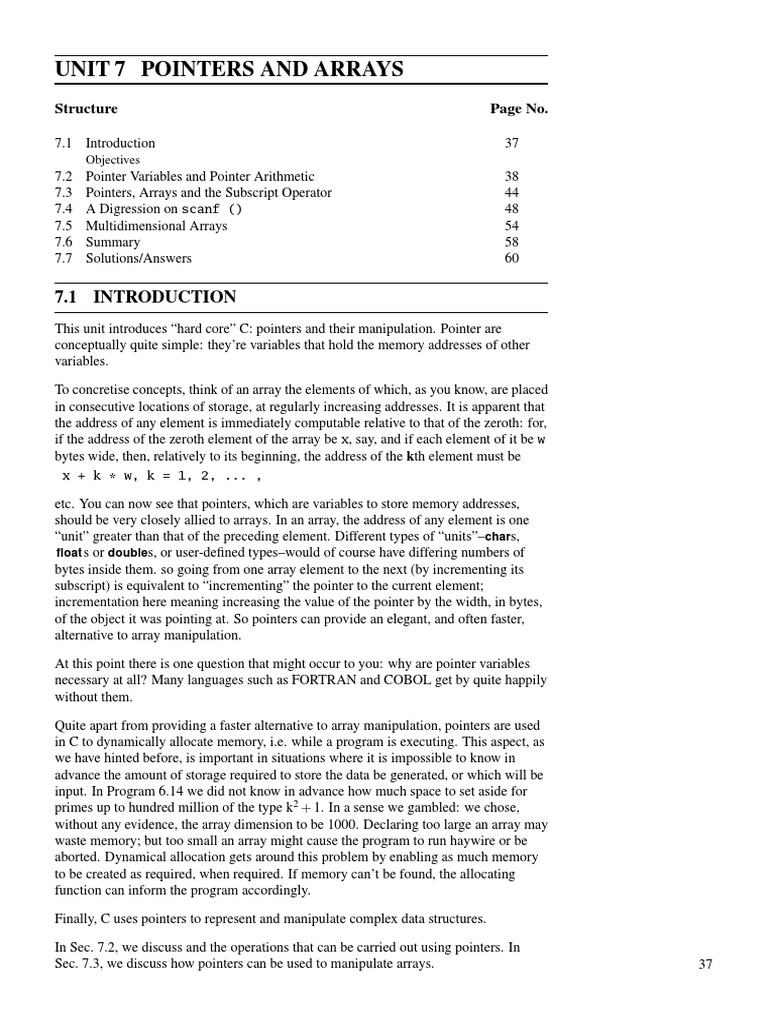 Unit7Pointer & Array PDF | PDF | Pointer (Computer Programming) | C ...