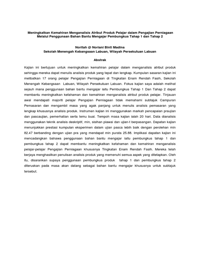 Abstrak Kajian Tindakan Pdf