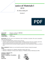 Mechanics of Materials I: Dr. Mian Ashfaq Ali