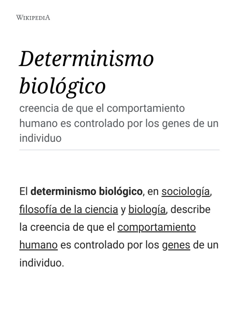 Determinismo Biológico Wikipedia, La Enciclopedia Libre
