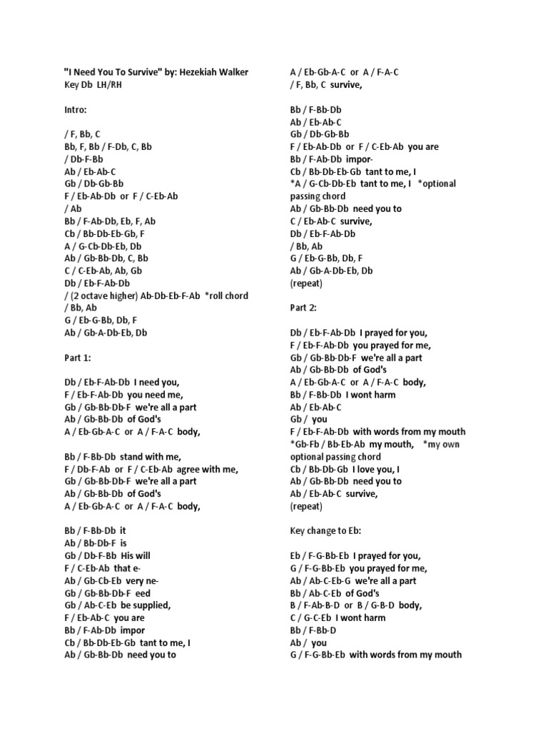 I Need You To Survive Pdf Elements Of Music Music Theory