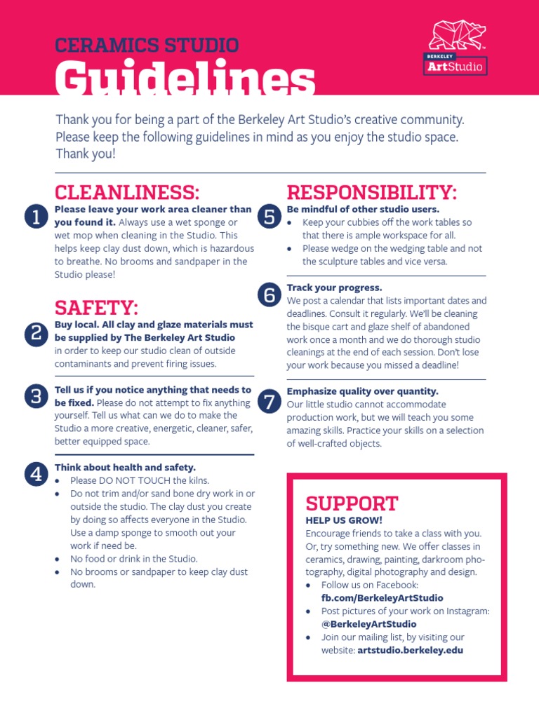 Studio Guidelines PDF PDF Studio Pottery