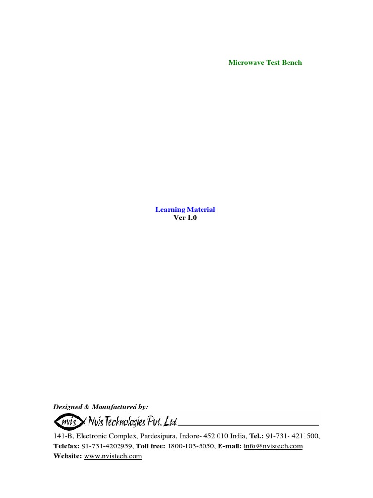 Manual of Experiments Related To Microwave Test Bench PDF Detector