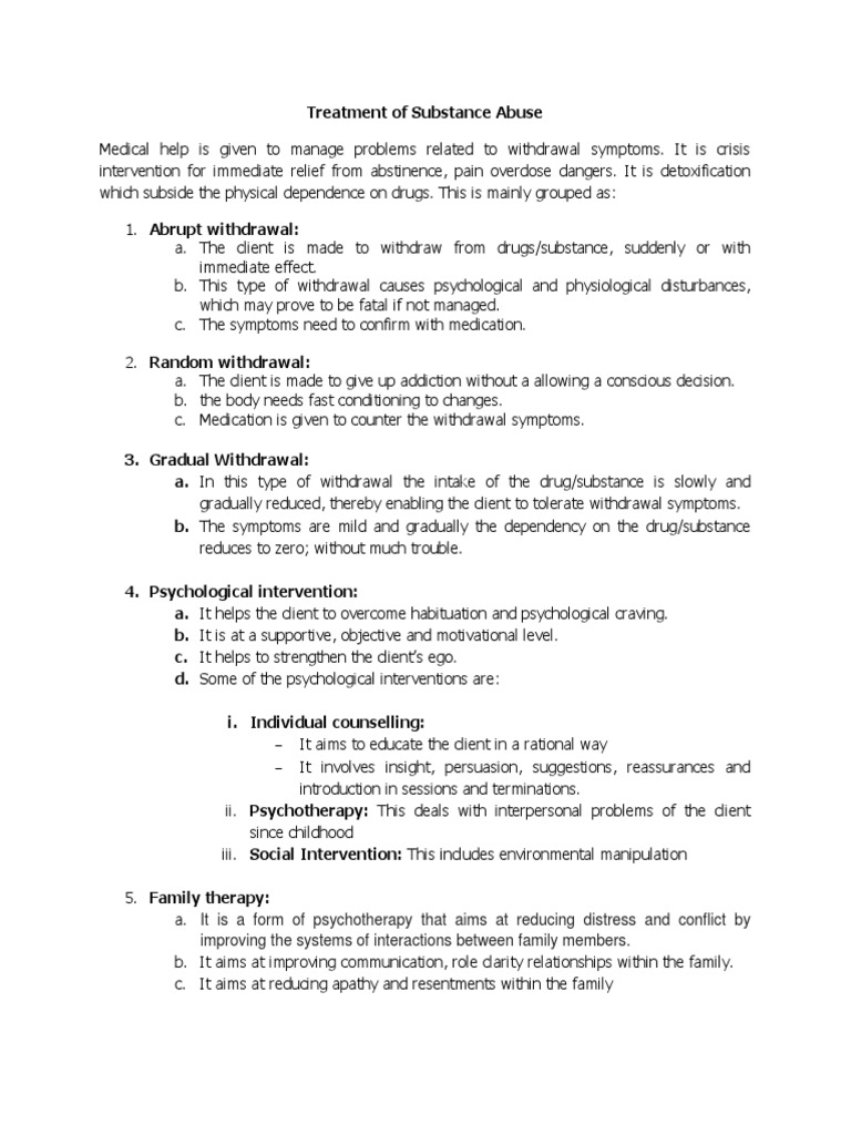 Substance Abuse Treatment Methods | PDF | Substance Abuse | Psychotherapy
