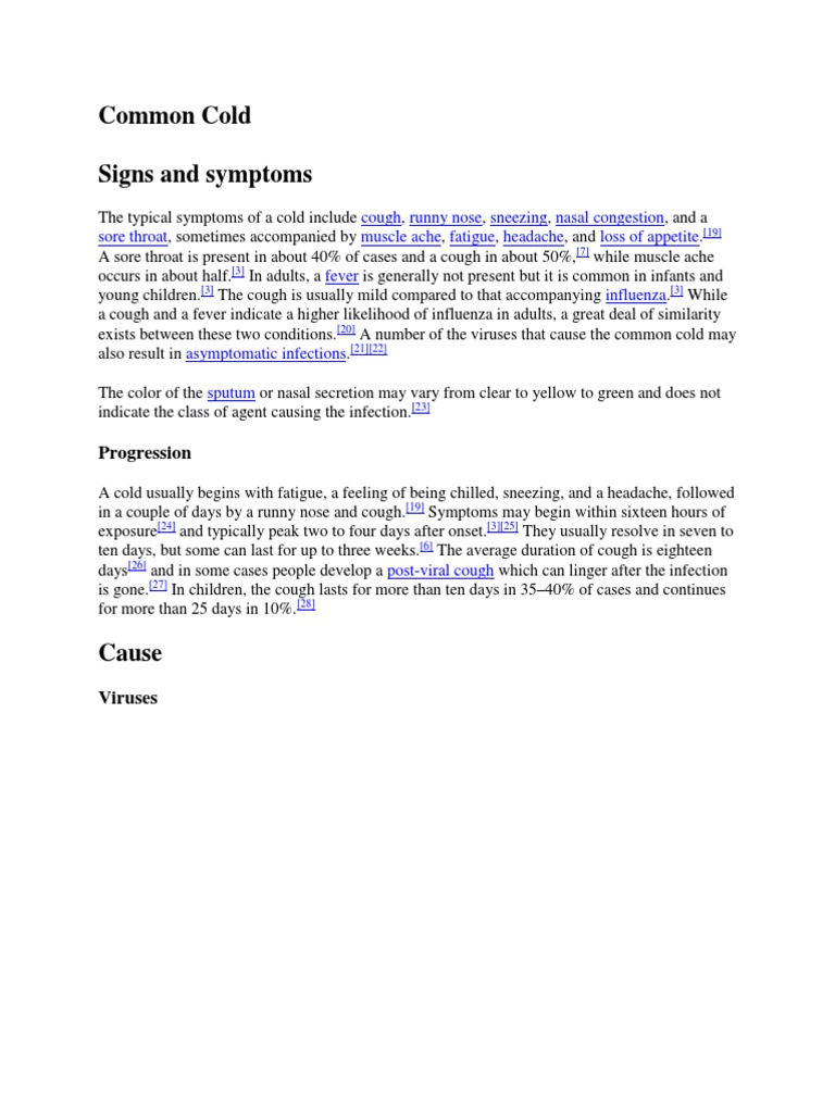Common Cold PDF Common Cold Microbiology