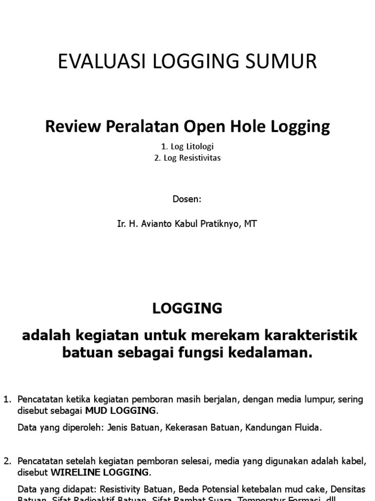 Evaluasi Logging Sumur dan Jenis Log | PDF