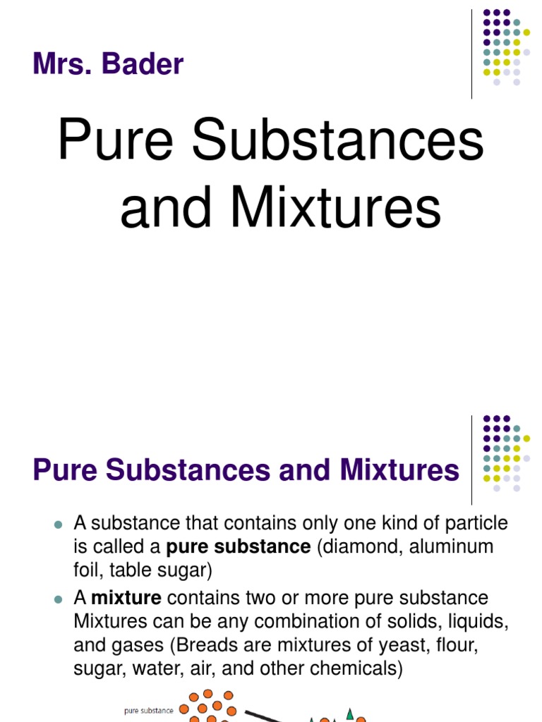 Pure Substances And Mixtures Ppt Solution Solubility