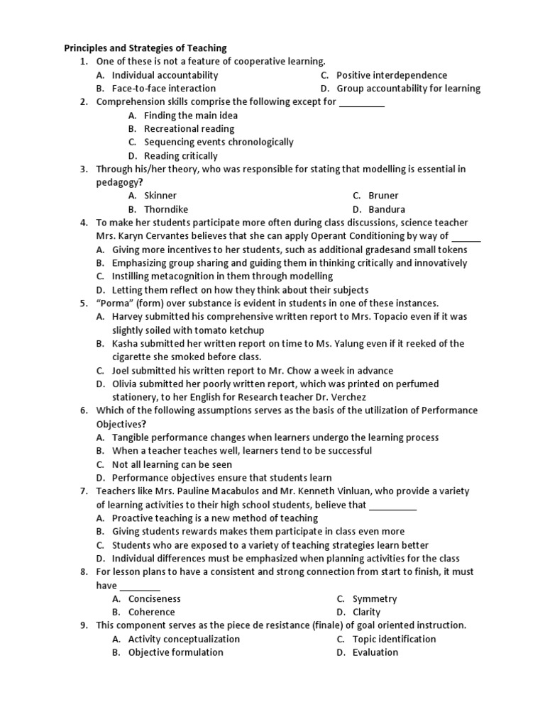 Teaching Principles and Strategies Overview | PDF | Teachers | Pedagogy