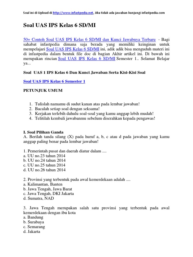 Contoh Soal Perairan Indonesia Ips Kls 6