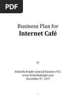 Business Plan For: Internet Café