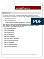 Project Lessons Learned Document Review