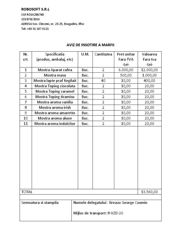 Aviz De Insotire A Marfii Pdf