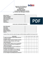 Classroom Observation Form